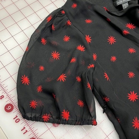 JULIA JORDAN NWT Asymmetrical Side Ruched Ruffle Hi-Low Star Burst Print Dress 2 - Picture 7 of 16